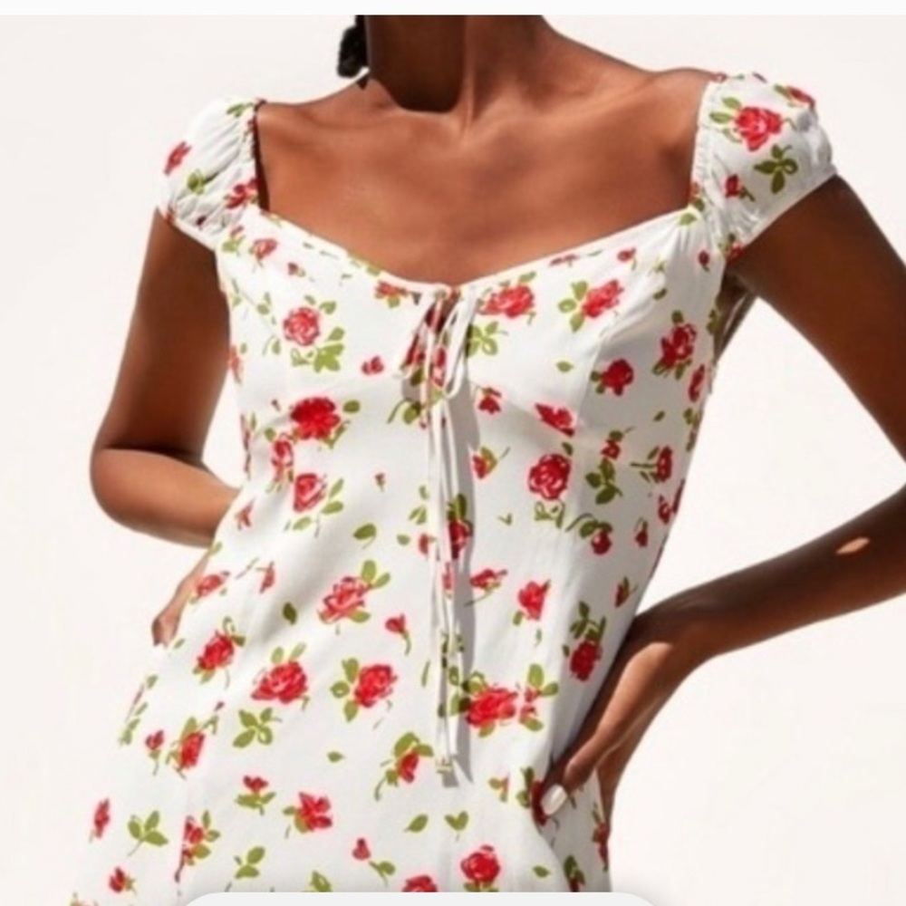 Zara Red Rose Mini Babydoll Dress Size S - Picture 2 of 10